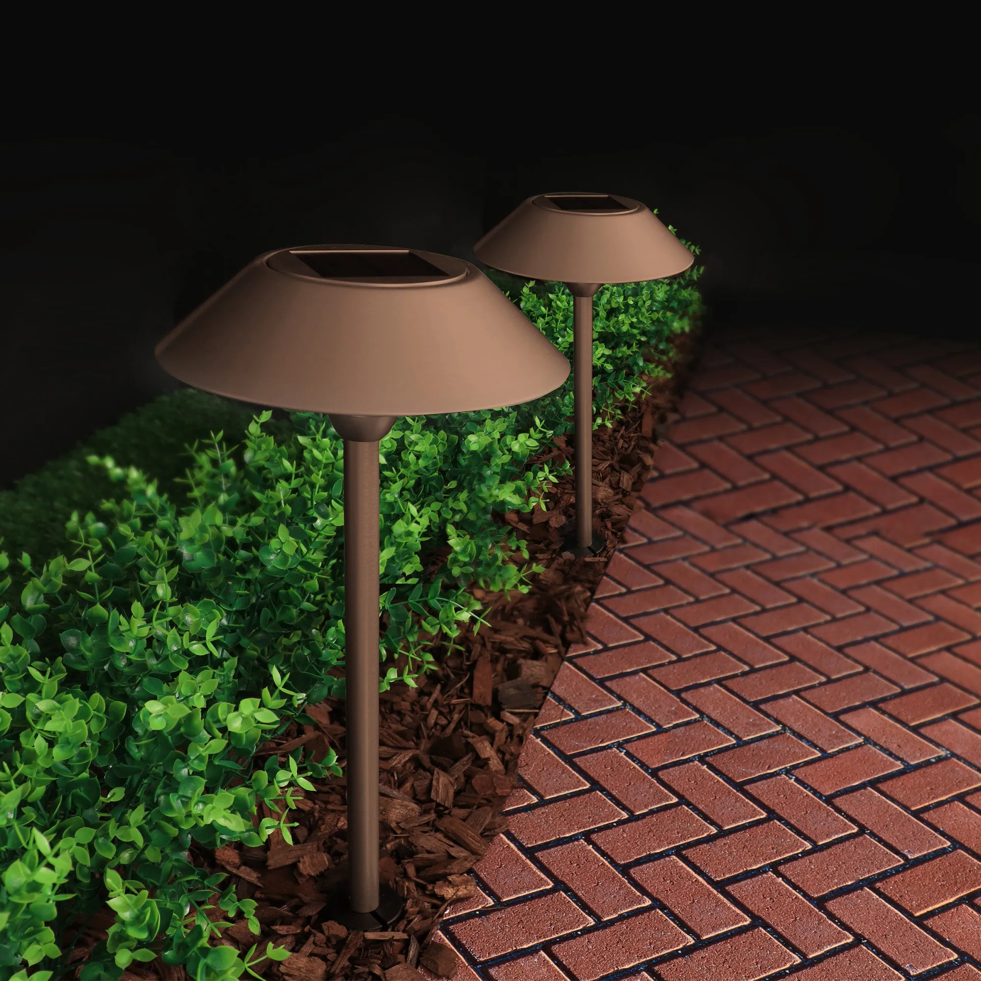 12 in. OneSync Landscape Bronze Solar Pathway Light Starter Kit