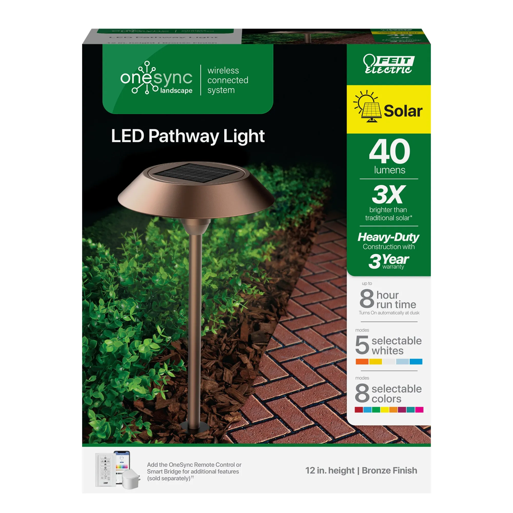 12 in. OneSync Landscape Bronze Solar Pathway Light