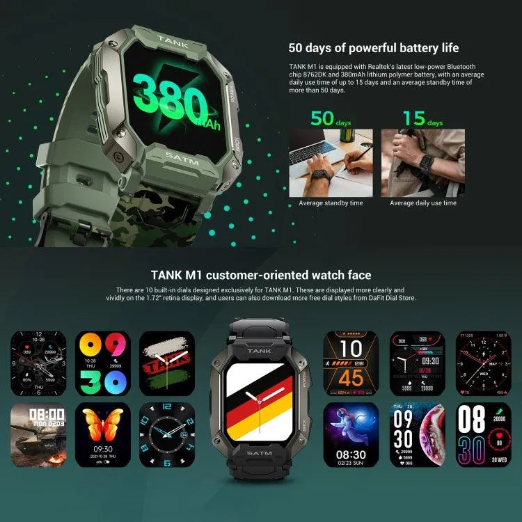 1.72" TFT Screen Smart Watch with Heart Rate and Sleep Monitoring Features