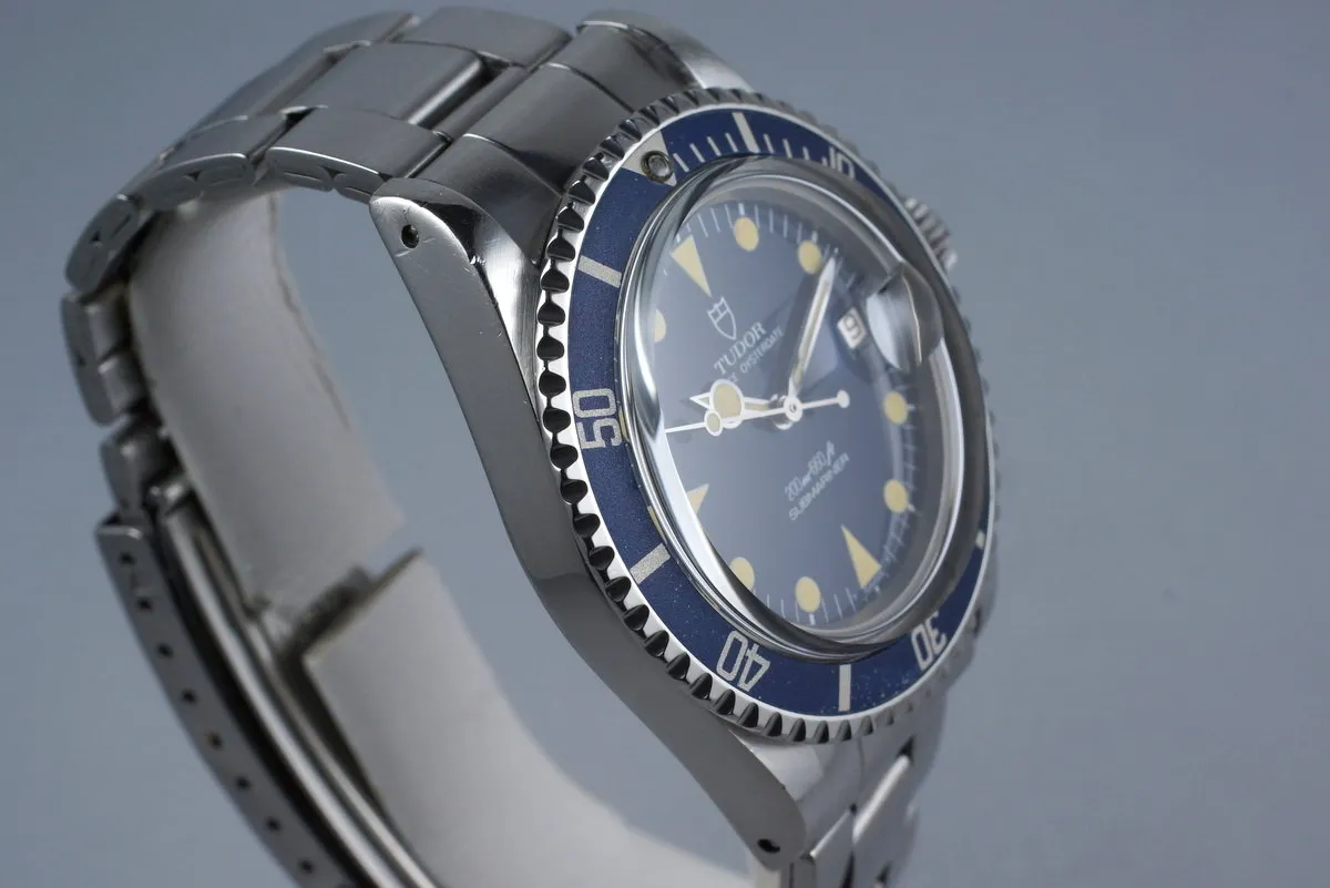 1985 Tudor Blue Submariner 76100 Non-Mercedes Hand with Box and Papers