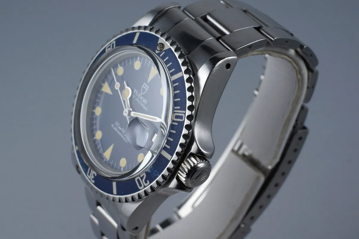 1985 Tudor Blue Submariner 76100 Non-Mercedes Hand with Box and Papers