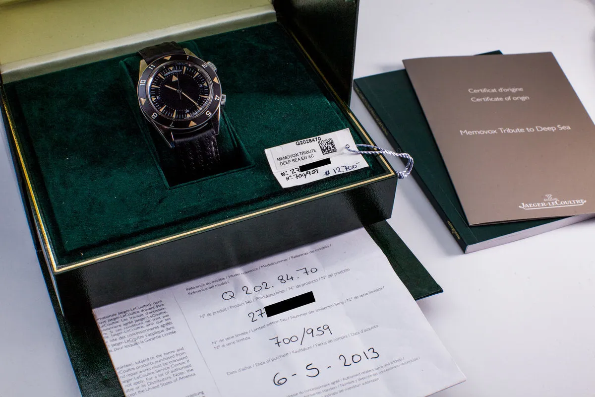 2011 Jaeger leCoultre MEMOVOX TRIBUTE DEEP SEA European VERSION with Box and Papers