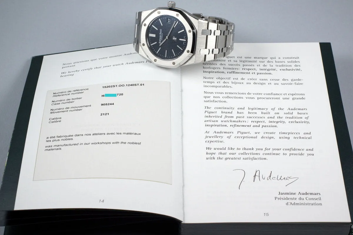 2015 Audemars Piguet 15202 Royal Oak with Box and Papers