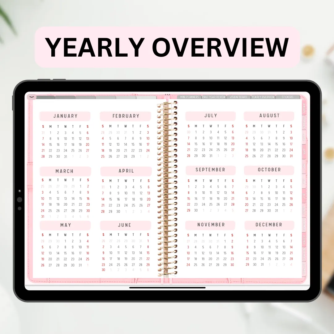 2024 Fully Hyperlinked Pink Minimalistic Life Planner (w/ Links to Google & Apple Calendars   Reminders)