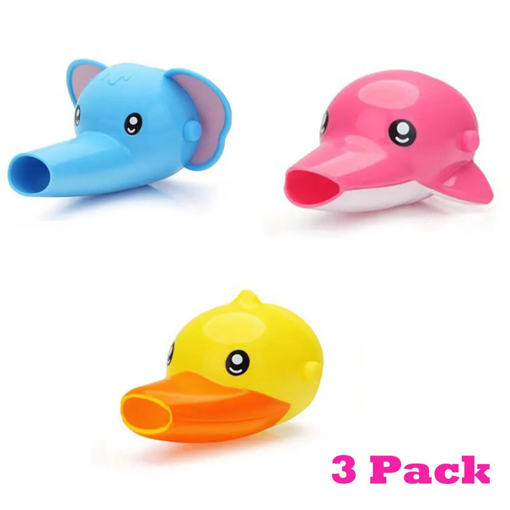 3~6 PCS Animal Faucet Extender for Kids Babies Sink Hand (Elephant Duck Dolphin)