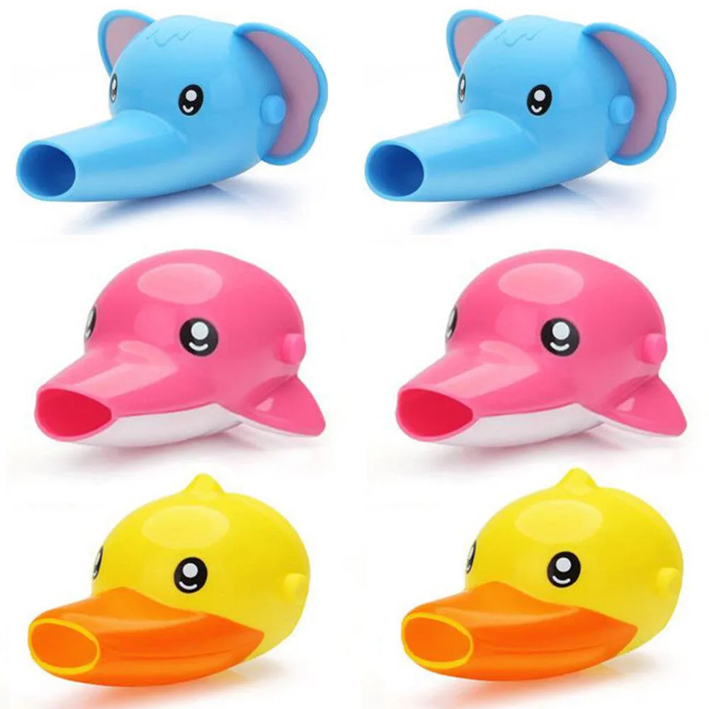 3~6 PCS Animal Faucet Extender for Kids Babies Sink Hand (Elephant Duck Dolphin)