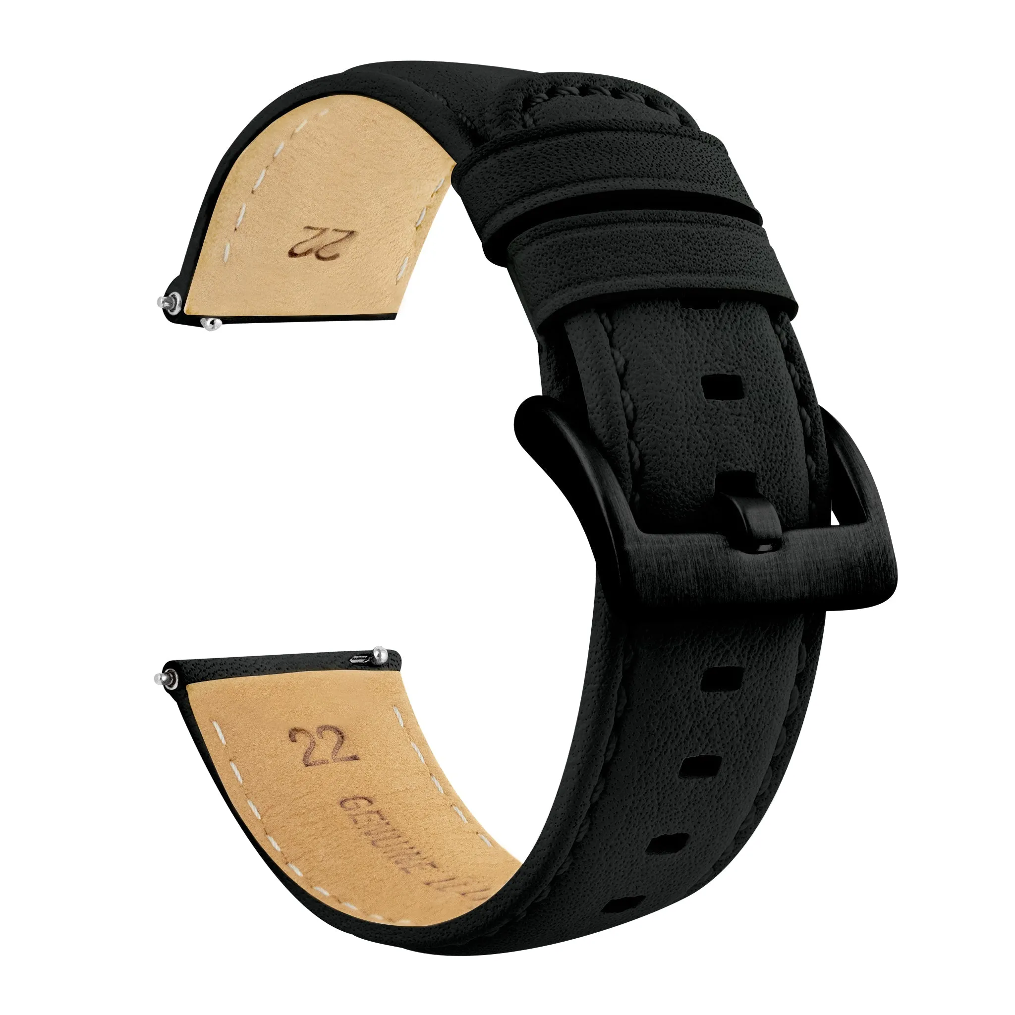 Amazfit Bip | Black Pittards® Performance Leather & Black Stitching