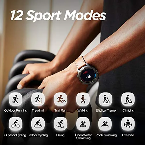 Amazfit GTR Smartwatch, Smart Notifications, 1.39” AMOLED Display, 24/7 Heart Rate Monitor, 24-Day Battery Life, 12-Sport Modes (47mm, GPS, Bluetooth), Stainless Steel