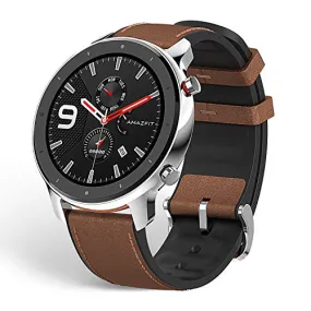 Amazfit GTR Smartwatch, Smart Notifications, 1.39” AMOLED Display, 24/7 Heart Rate Monitor, 24-Day Battery Life, 12-Sport Modes (47mm, GPS, Bluetooth), Stainless Steel