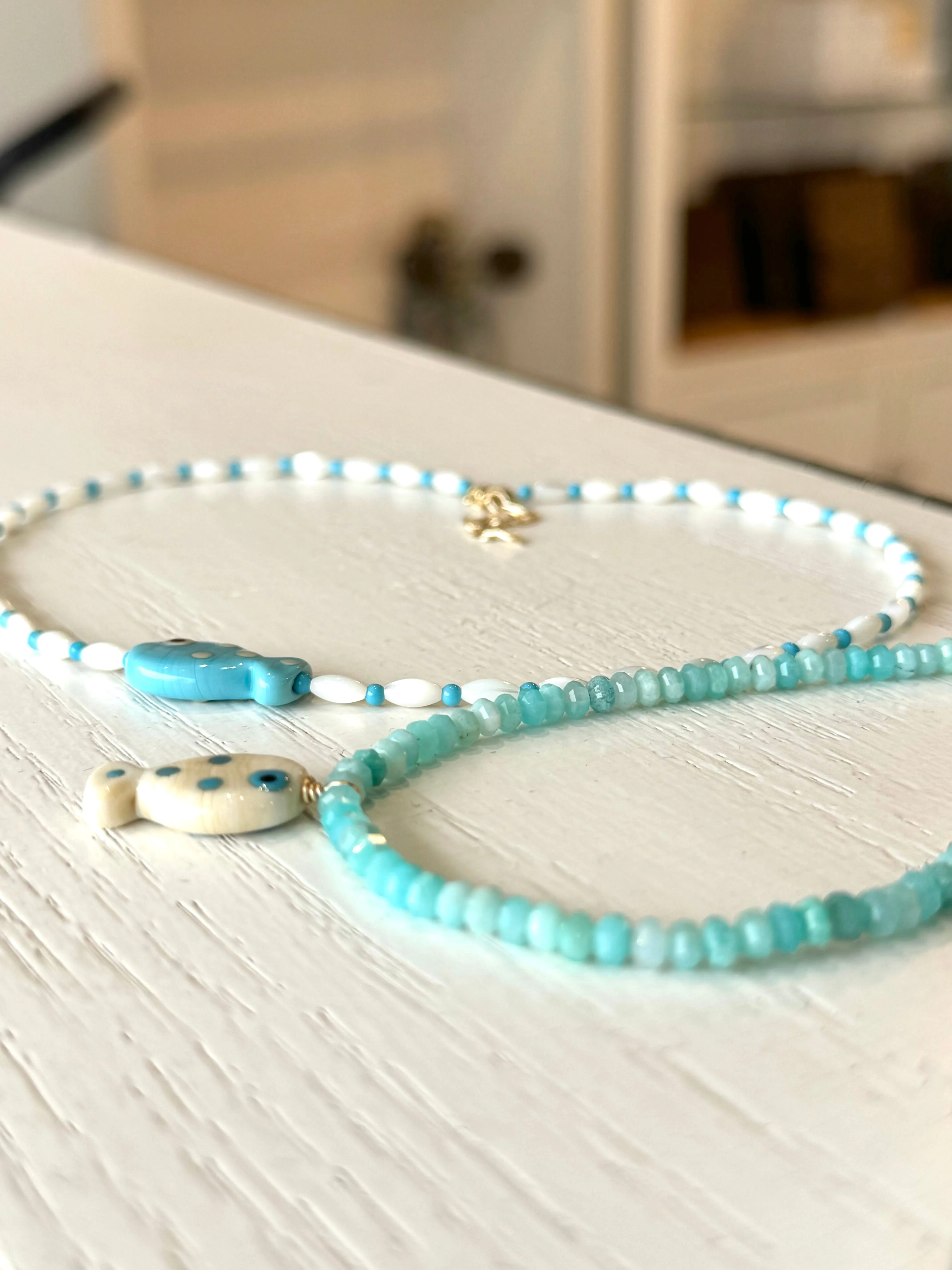 AMAZONITE FISH DROP NECKLACE