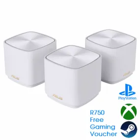 ASUS (ZenWiFi AX Mini (XD4)) AX1800 Wireless Dual Band Mesh Mini System, 3 Pack, AiMesh, AiProtection, White   Free Gaming Voucher