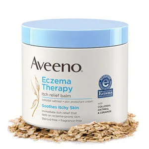 Aveeno Eczema Therapy Itch Relief Balm with Colloidal Oatmeal & Ceramide for Dry Itchy Skin, Non-Greasy, Steroid-, Fragrance- & Paraben-Free Moisturizing Skin Protectant Cream, 11 oz