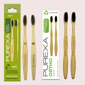 Bamboo Orthodontic Toothbrush and Charcoal Toothbrush Combo