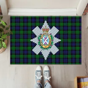 Black Watch Tartan Door Mat with Family Crest