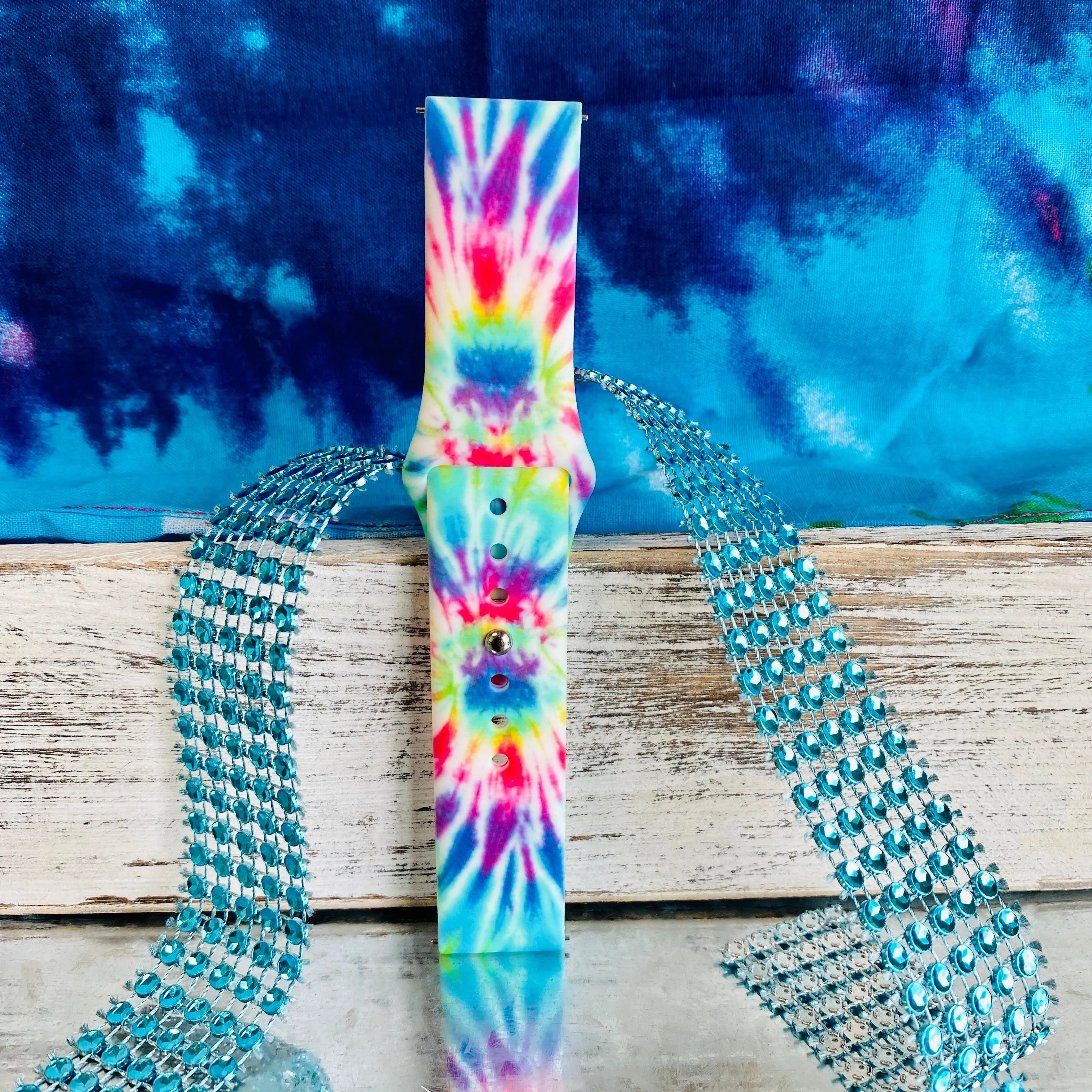 Blue Tie Dye Print Silicone Band For Fitbit Versa 1/2