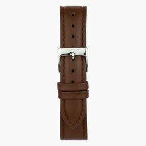 Brown Leather Watch Strap - Silver - 36mm