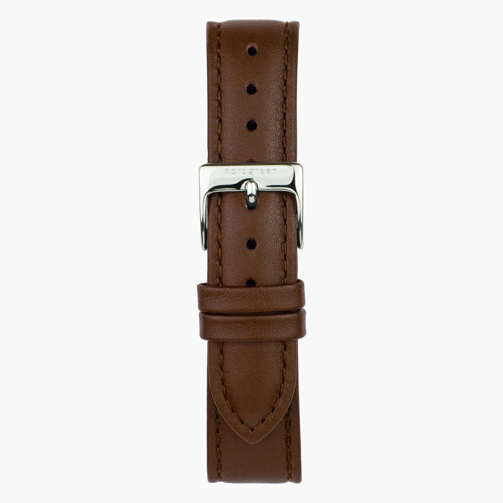 Brown Leather Watch Strap - Silver - 36mm