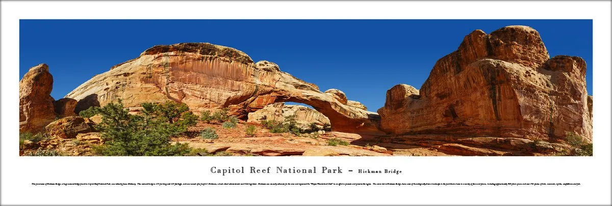 Capitol Reef National Park "Hickman Bridge" Panoramic Landscape Poster Print - Blakeway Worldwide