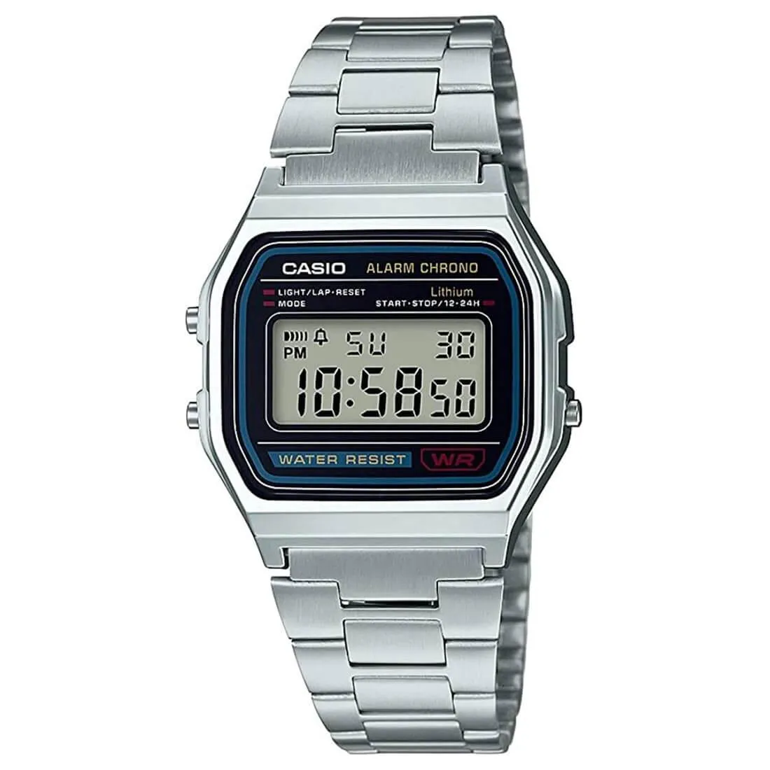 Casio Men's Classic Digital Grey Dial Stainless Steel Chrono Stop Watch | A158WA-1