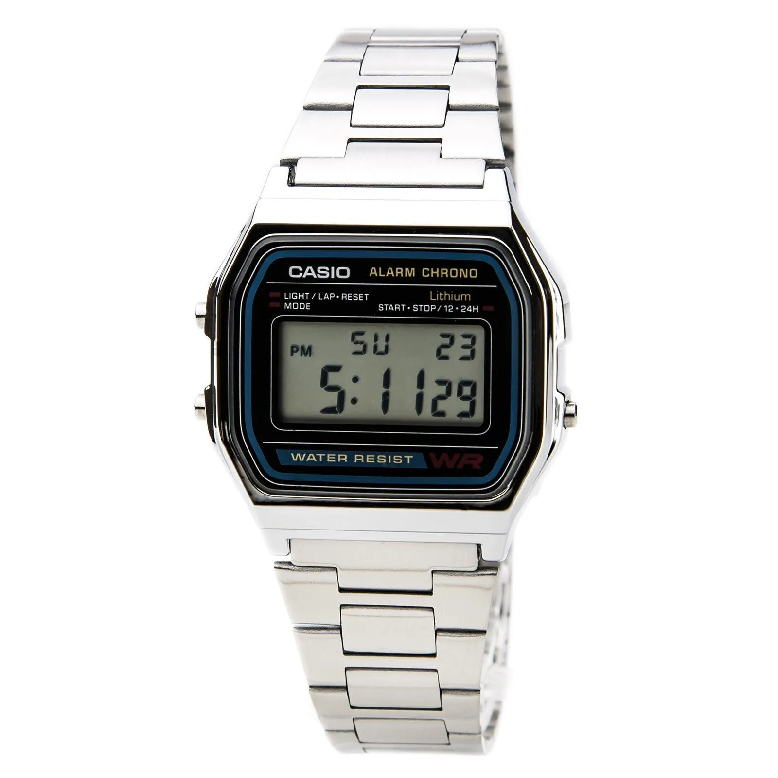 Casio Men's Classic Digital Grey Dial Stainless Steel Chrono Stop Watch | A158WA-1