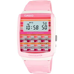 Casio Unisex Alarm Watch - Poptone Pink Dial 8-Digit Calculator Resin Case | LDF40-4