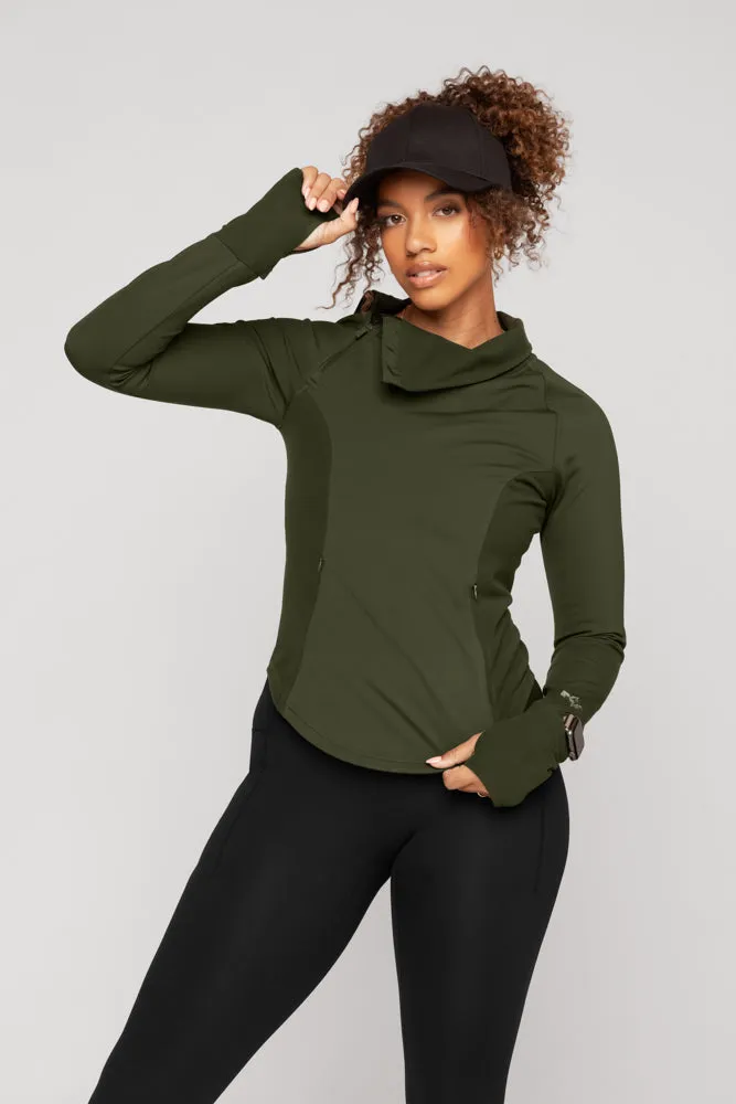 Chasing Pavements Mockneck Pullover - Evergreen