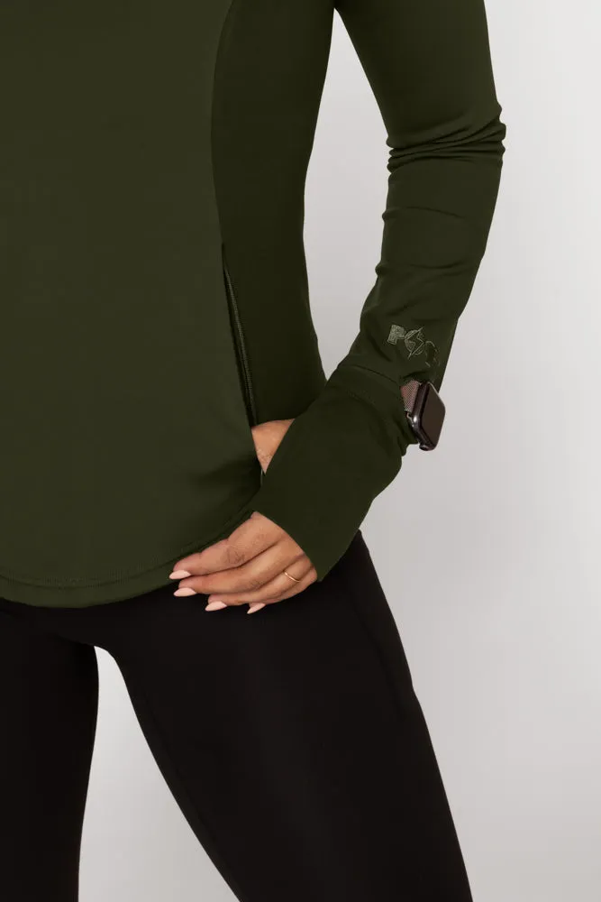 Chasing Pavements Mockneck Pullover - Evergreen