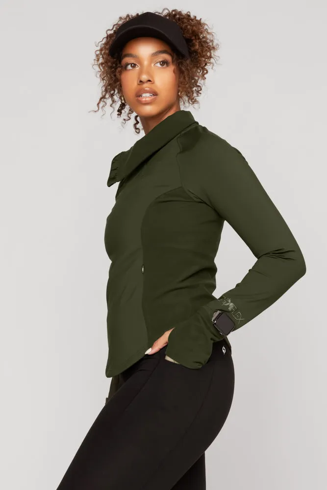 Chasing Pavements Mockneck Pullover - Evergreen