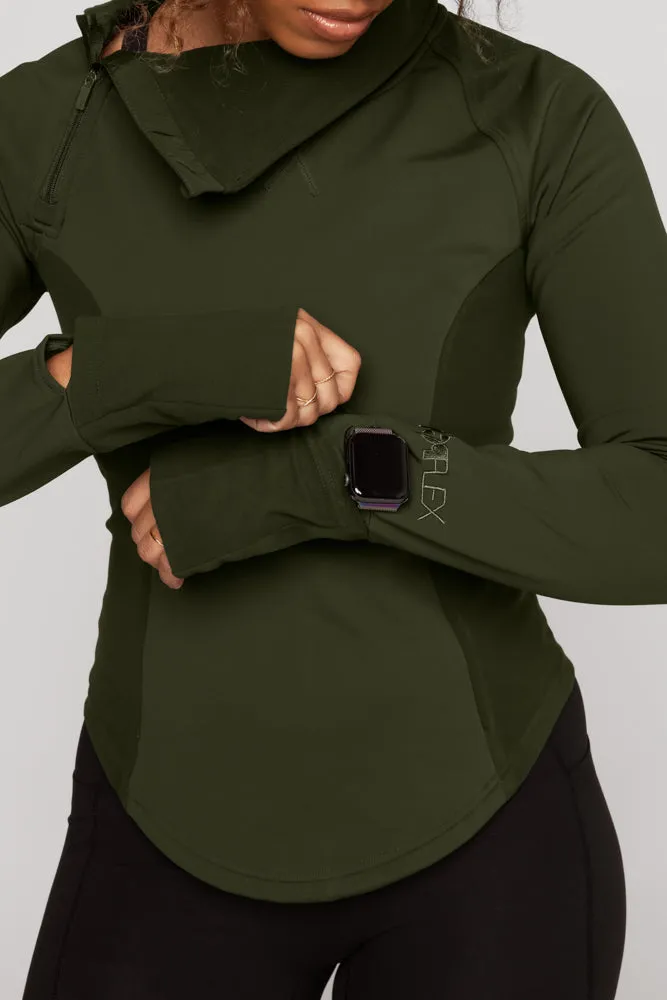 Chasing Pavements Mockneck Pullover - Evergreen