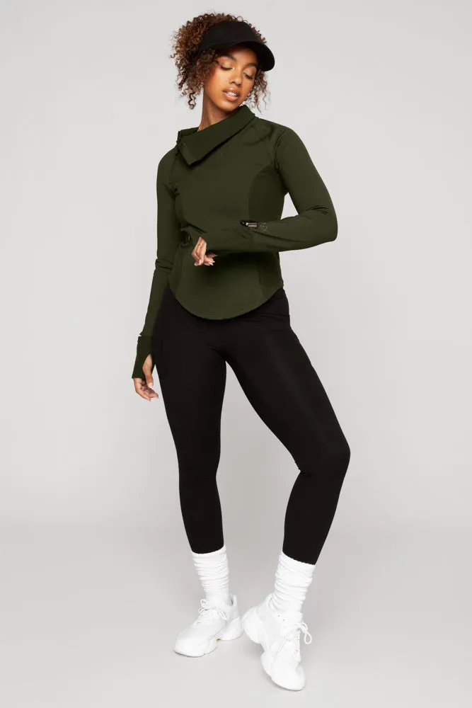 Chasing Pavements Mockneck Pullover - Evergreen