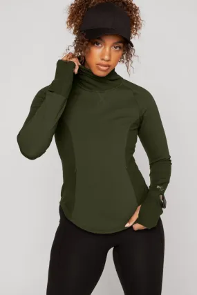 Chasing Pavements Mockneck Pullover - Evergreen