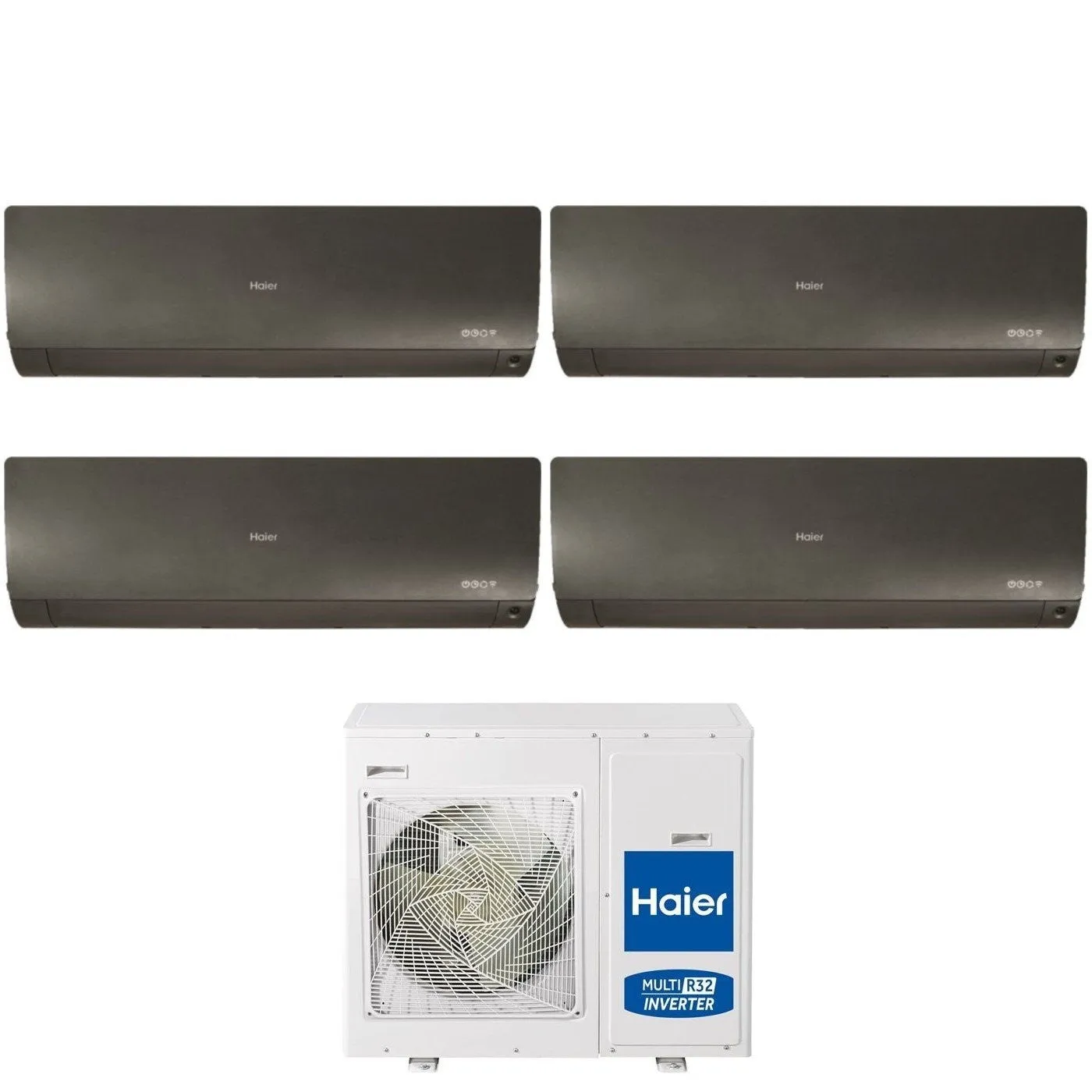 Climatizzatore Condizionatore Haier Quadri Split Inverter serie FLEXIS PLUS BLACK 7 7 12 15 con 4U75S2SR3FA R-32 Wi-Fi Integrato Colore Nero 7000 7000 12000 15000