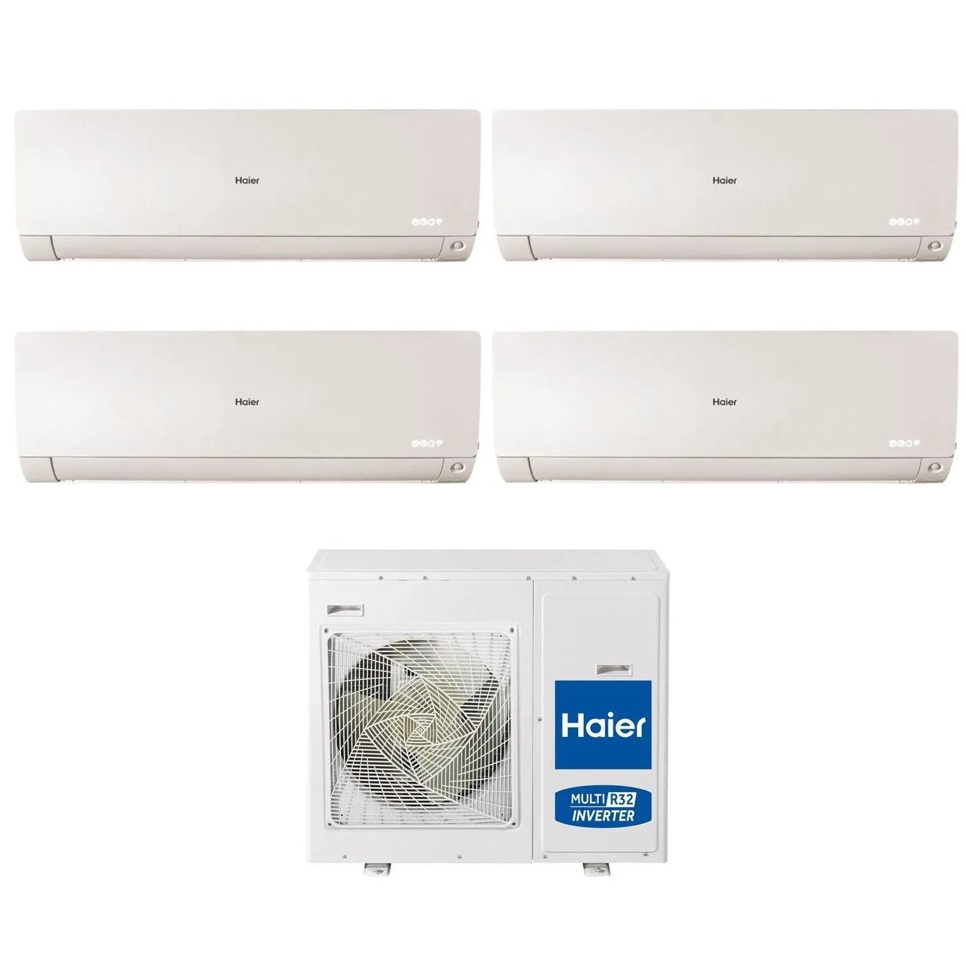 Climatizzatore Condizionatore Haier Quadri Split Inverter serie FLEXIS PLUS WHITE 7 7 12 12 con 4U75S2SR3FA R-32 Wi-Fi Integrato Colore Bianco 7000 7000 12000 12000