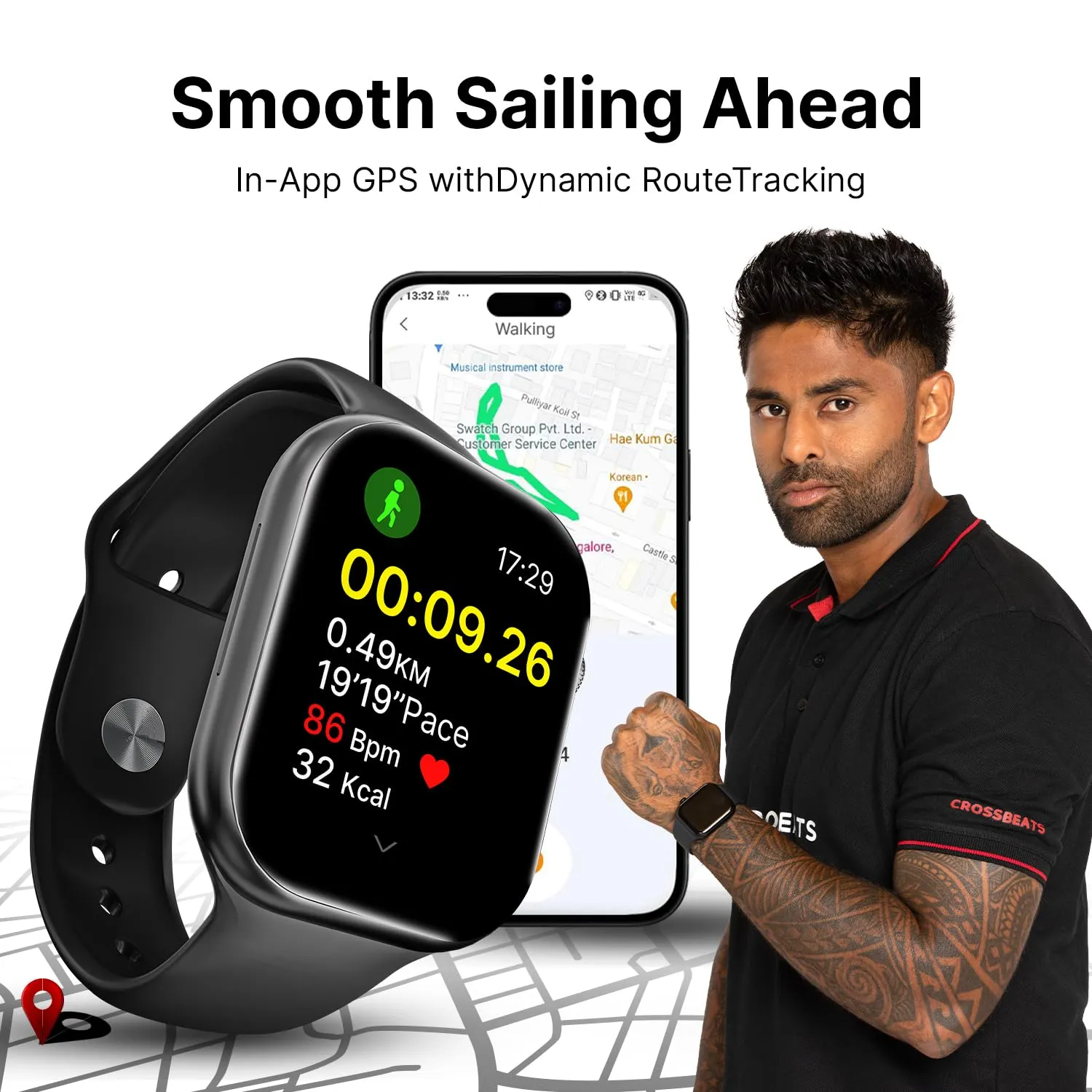 CrossBeats Nexus 2.01” Super AMOLED Display Smart Watch with ChatGPT-Powered| Dynamic Island| 5.3 Bluetooth Calling Smartwatch| Always on| in-app GPS| 60 Hz Refresh Rate | AI Health Tracker -(Black)