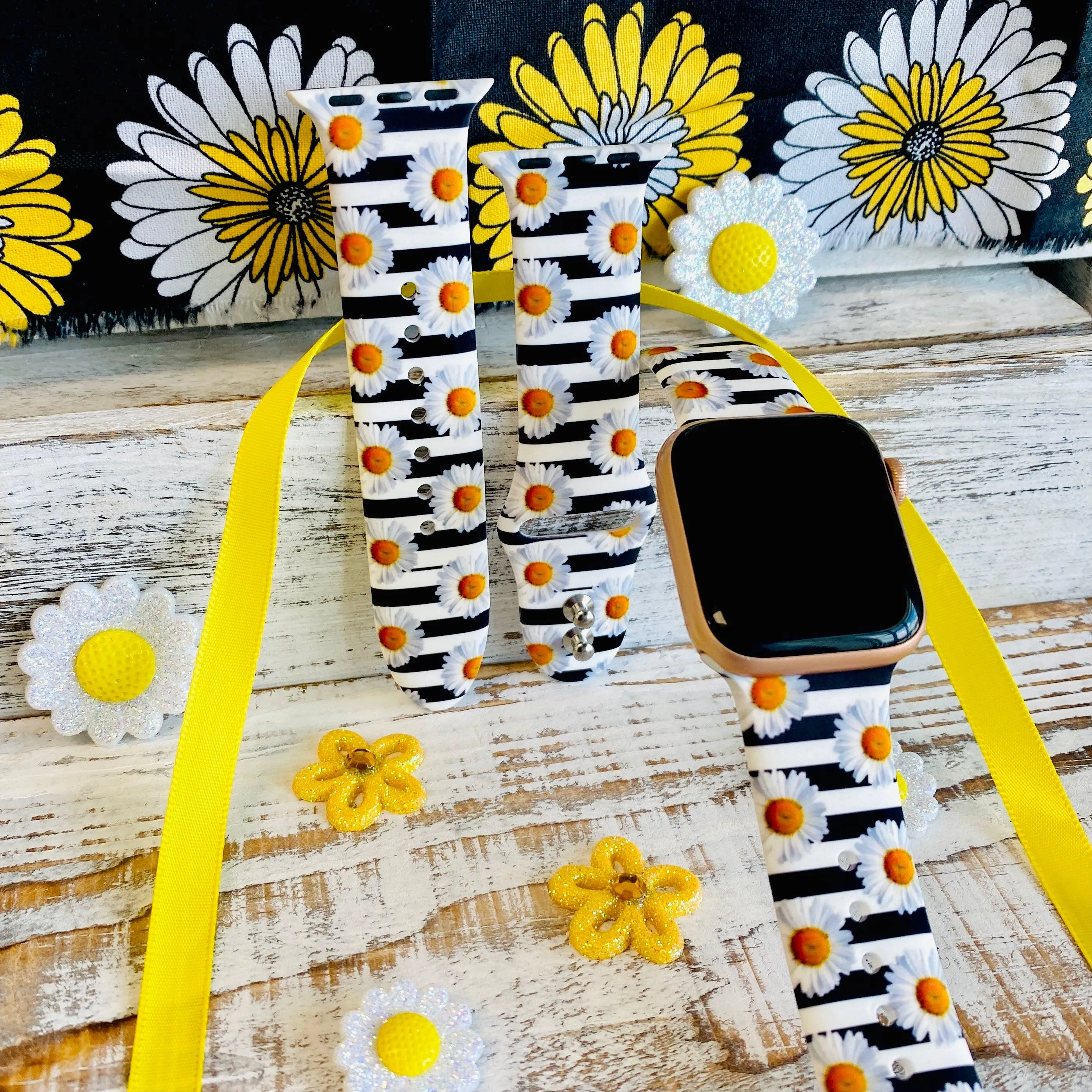 Cute Daisy Print Silicone Band For Apple Watch