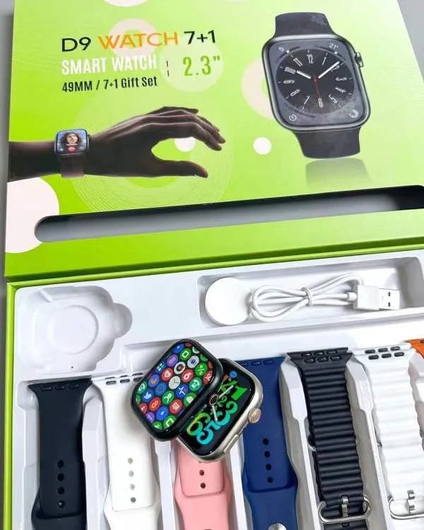 D9 Ultra 7 1 Smartwatch 2.3" 49MM with Magnetic Wireless Charging - Gift Set