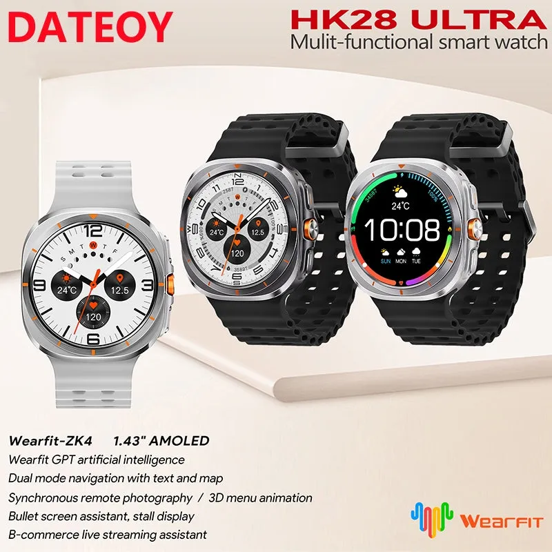 DaTeoy HK28 Ultra Smartwatch - 1.43" AMOLED Display, AI-Powered, Health Monitoring, ChatGPT, Bluetooth Call, Wireless Charging