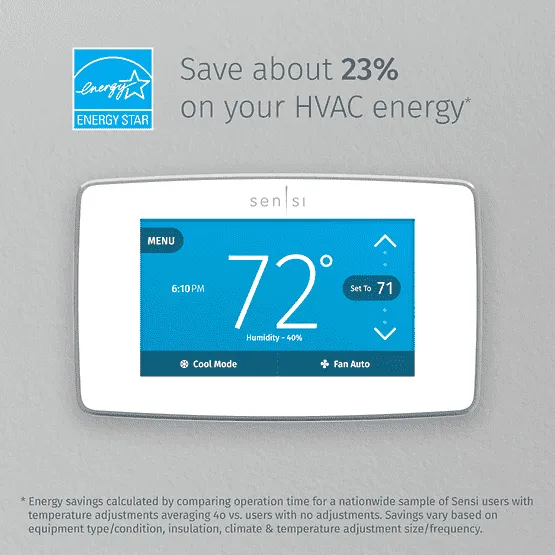 Emerson 1F95U-42WF Sensi™ Touch Wi-Fi Smart Thermostat, Programmable,  4 Heat - 2 Cool