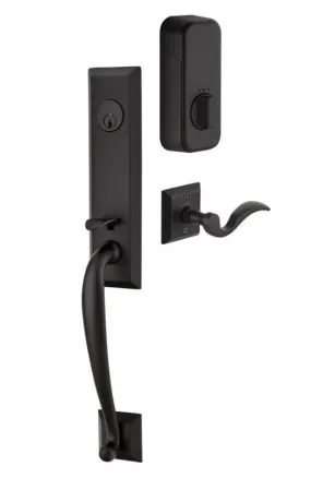 Emtek Single Cylinder Adams Handleset EMPowered Motorized Smart Lock Upgrade With Elan Lever