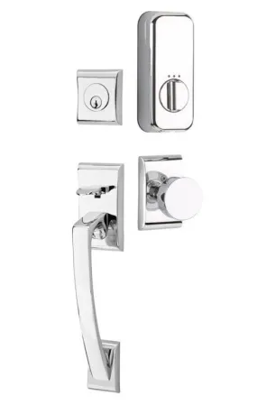 Emtek Single Cylinder Ares Handleset EMPowered Motorized Smart Lock Upgrade With Basel Lever