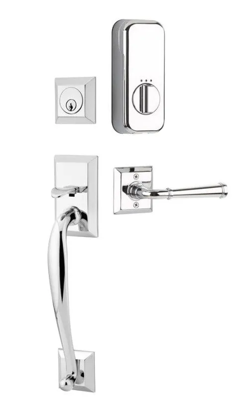 Emtek Single Cylinder Franklin Handleset EMPowered Motorized Smart Lock Upgrade With Select T-Bar Tribeca Lever