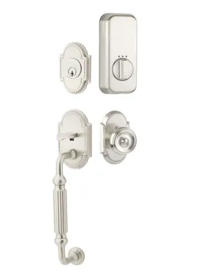 Emtek Single Cylinder Knoxville Handleset EMPowered Motorized Smart Lock Upgrade With Hampton Knob