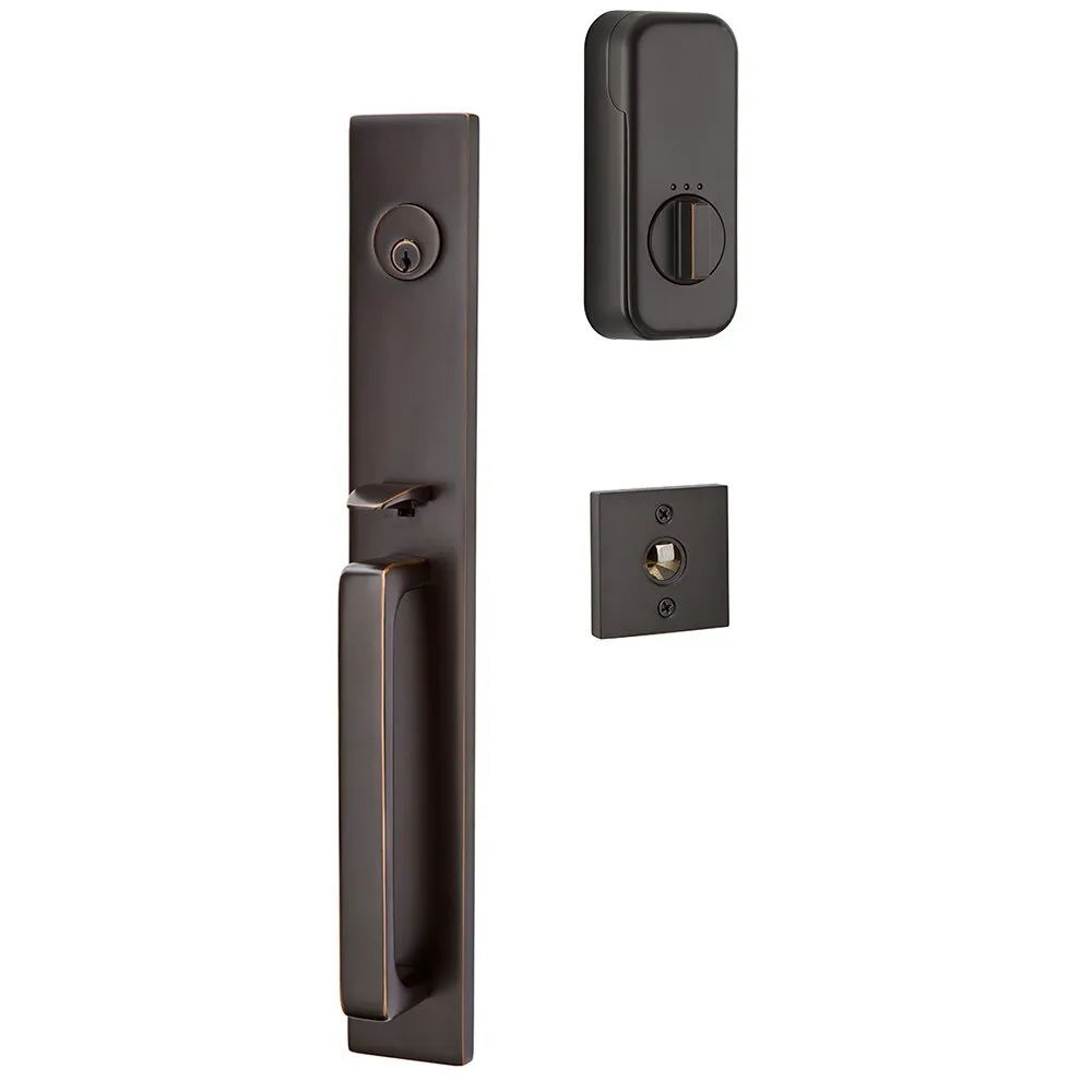 Emtek Single Cylinder Lausanne Handleset EMPowered Motorized Smart Lock Upgrade With Melon Knob