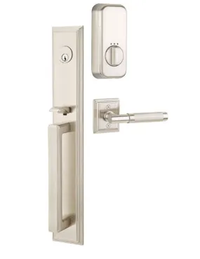 Emtek Single Cylinder Melrose Handleset EMPowered Motorized Smart Lock Upgrade With Aston Lever