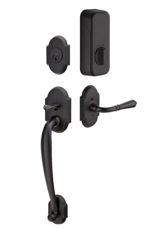 Emtek Single Cylinder Nashville Handleset EMPowered Motorized Smart Lock Upgrade With Astoria Glass Knob