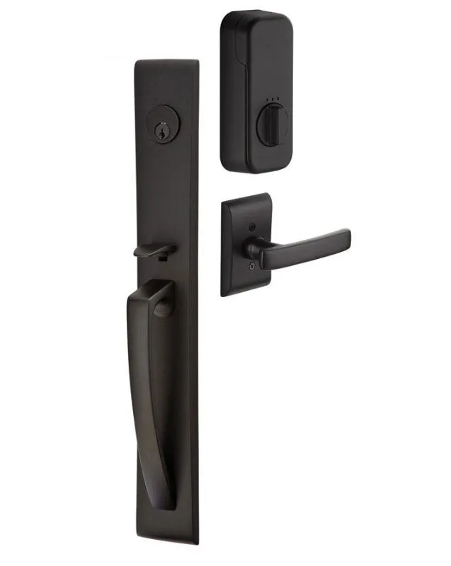 Emtek Single Cylinder Orion Handleset EMPowered Motorized Smart Lock Upgrade With Basel Lever