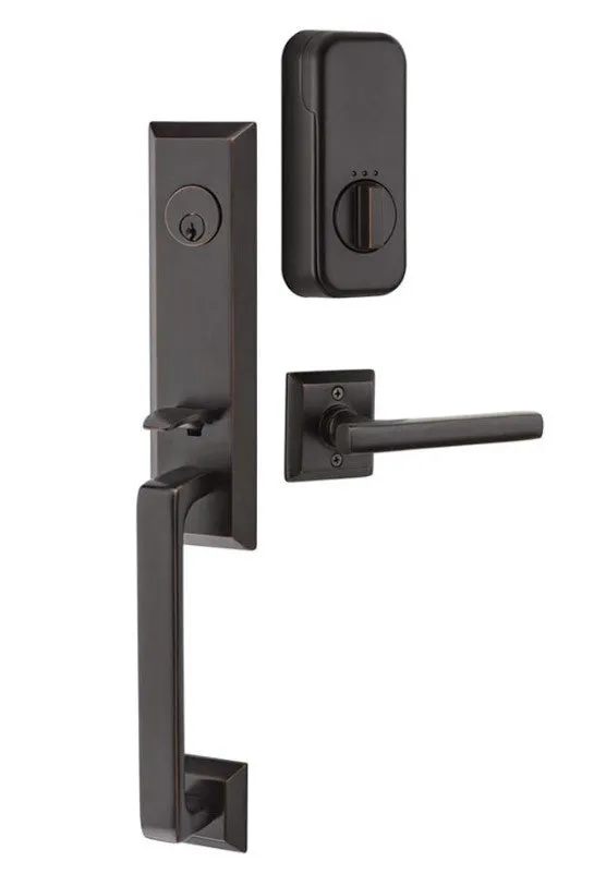 Emtek Single Cylinder Transitional Heritage Monolithic Handleset EMPowered Motorized Smart Lock Upgrade With Breslin Lever