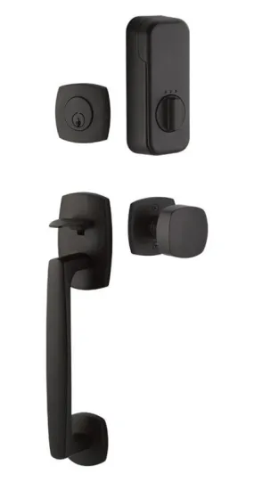 Emtek Single Cylinder Urban Modern Sectional Handleset EMPowered Motorized Smart Lock Upgrade With Norwich Knob