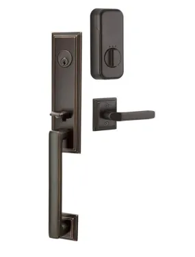 Emtek Single Cylinder Wilshire Handleset EMPowered Motorized Smart Lock Upgrade With Bern Knob