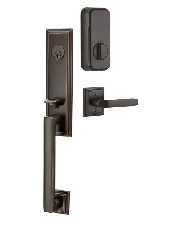 Emtek Single Cylinder Wilshire Handleset EMPowered Motorized Smart Lock Upgrade With Bern Knob